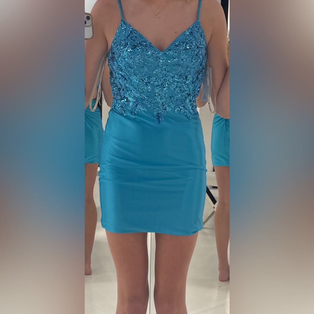 Faviana Turquoise Sequin Dress size 0